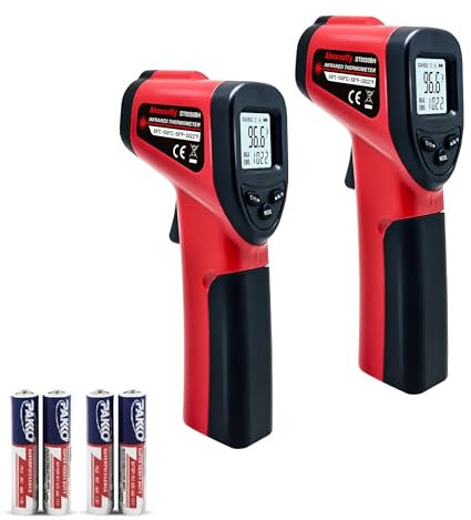 Infrared Thermometer Temperature Gun 2 Pack (NOT for Humans) -58℉~1022℉ (-50℃～550℃) 9-Point Laser Non-Contact Instant-Read Digital Laser Infrared Ir Thermometer with Backlight Red