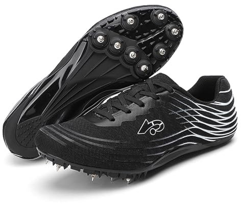 sekiueo Zapatillas De Atletismo con Clavos Profesionales para Hombre Y Mujer Zapatillas De Carreras De Velocidad Y Salto,Negro,36 EU