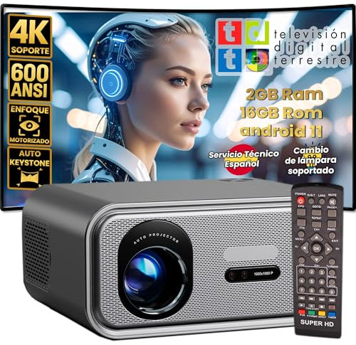 Unicview FHD3000 Beamer mit DVB-T2 HD, Heimkino mit Android 11, 600 ANSI Lumen, Auto Keystone, motorisierter Fokus, Keystone 4D, Digitaler Zoom, WLAN, Bluetooth, Unterstützung 4K