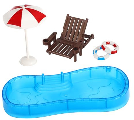 BESTonZON Jeu De Mobilier Miniature pour Maison De Poupée Piscine Et Bouée De Natation Miniatures Jouet Éducatif pour