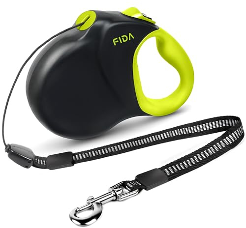 Fida 9M/30FT Cord Retractable Dog Lead for Large Dogs, Up to 50kg | 9M Long Line, Tangle Free, 50CM Reflective Webbing, Big Handle for Big Hand/Winter Gloves, Smooth Retraction, Easy to Use