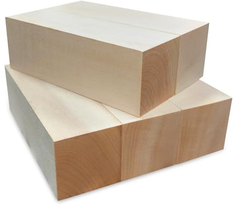 5 PCS Basswood Carving Blocks, 15x5x5cm Large Unfinished Wood Blocks for Whittling and Wood Carving, Smooth Surface Wood Craft Kit for Beginners, Adults & Kids DIY Projects