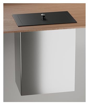 WRJAHCG Poubelle Cuisine Encastrable,Poubelle Plan De Travail en Acier Inoxydable,Couvercle De Poubelle Intégré Cachée pour Hôtel Restaurant Table À Manger,Black lid + Can