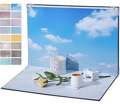 Fotografie Hintergrund Boards Set 29*42CM 10 Stück Doppelseitiges Hintergrundpapier, 20 Muster für Kleine Produktfotografie Fotohintergrund Reflektierender Karton (Himmel-und-Wolken-Muster)