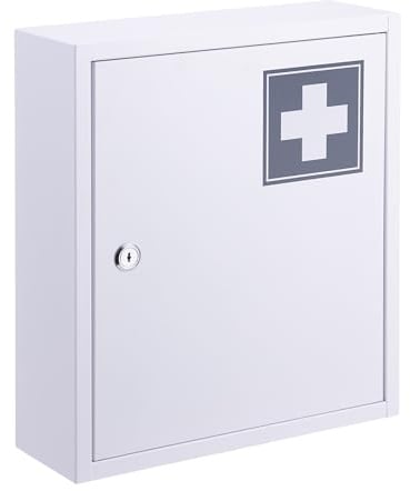 Relaxdays Medizinschrank, abschließbar, 3 Fächer, HxBxT: 36 x 31,5 x 10 cm, für Medikamente, Arzneischrank, Farbwahl | HxBxT: 36 x 31,5 x 10 cm, für Medikamente, Arzneischrank