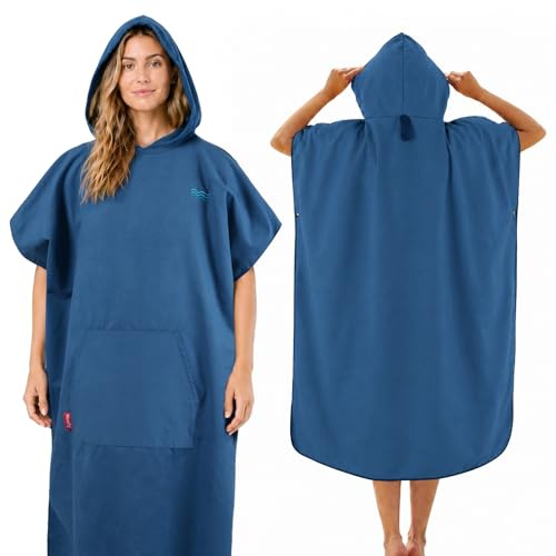 Hexify Badeponcho Damen& Herren,Poncho Handtuch, Mikrofaser-Surf Poncho, Wandelbarer Strandponcho/Strandmatte, aus Mikrofaser auch als Umkleidehilfe Strand