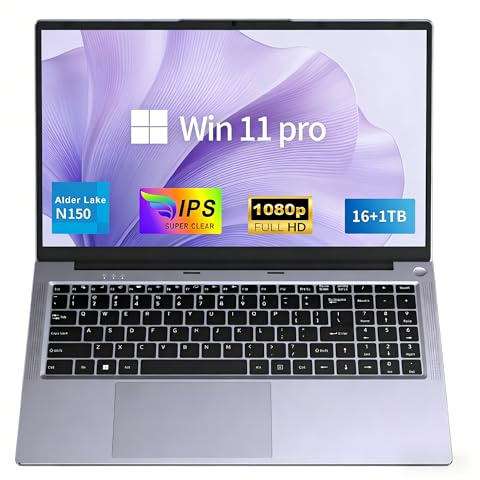 FUNYET Ordinateur Portable 15,6 Pouces, 16 Go de RAM, SSD de 1 to,Win11 Pro 2026 Laptop Neuf, processeur N150 (jusqu'à 3,6 GHz),Batterie de 6 000 mAh,IPS FHD 1920 * 1080,Violet