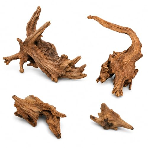 4 Stück Natürlichen Treibholz Deko Kleinen Für Aquarien,8-18cm Wurzel Deko | Aquarium Wurzel,Zufällige Form,Deko Terrarium Zubehör für Aquascaping,Reptilienbecken,Holzdekor,Terrarien Innendekoration