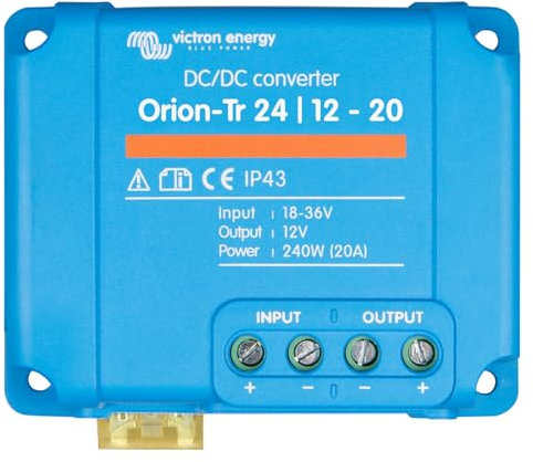 Victron Energy Orion-Tr Spannungswandler - 24/12-Volt 20 Ampere 240-Watt - IP43 Geschützt - DC-DC Konverter für Doppelbatteriesysteme - Nicht Isoliert
