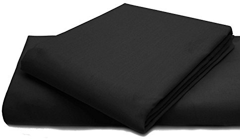 Queens Land Home Non Iron Percale Pollycotton Flat Sheet (King, Black)