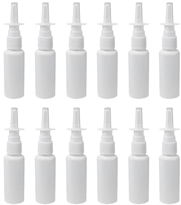 Nasenspray-Behälter, tragbar und nachfüllbar, auch für Make-up und Wasser geeignet, für zu Hause und unterwegs, aus Kunststoff, Weiß, 12 Stück