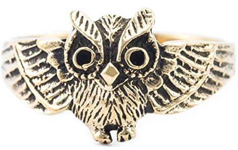 Windalf Vintage Ring NOCTIA 10 mm Bronzering Kleine Eule Eulen-Ring Bronze