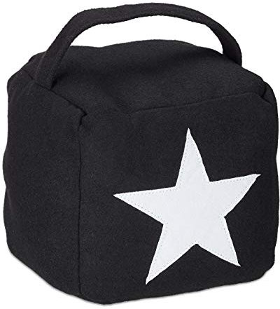 Set of 1 Relaxdays Star Door Stop, Fabric Bumper, Floor Doorstop, Tall, with Handle, HxWxD: 20 x 15 x 15 cm, Black