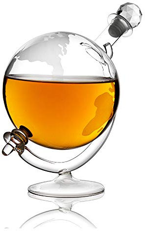 Ledph Whiskey Karaffe Decanter Im Globus Design, Whisky Glas Flasche 1000ml, Scotch Kristall Flaschen Glaser, Brille Glass Dekanter Fur Wein Rum Gin Cognac Brandy Schnaps Etc, Geschenke Fur Manner