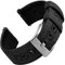 EACHE Uhrenarmband 22mm, Segeltuch und Leder Hybrid Uhrenarmbänder für Herren, Armband für Uhr mit Schnellverschluss (Schwarz-Silber Schnalle)