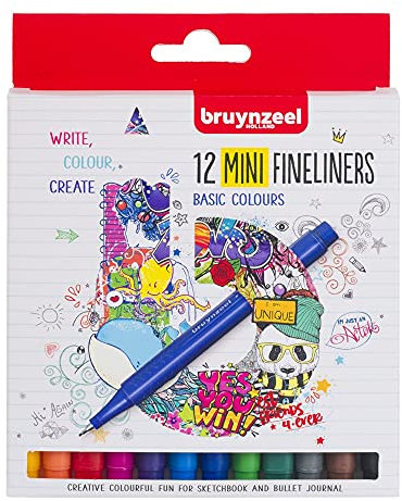 Bruynzeel Fineliner Pinselstifte, 12-teilig, Mini
