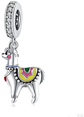 S925 Sterling Silber Charm Netter Alpaka Anhänger Tierperlen Original Armband Halskette Damen Schmuck