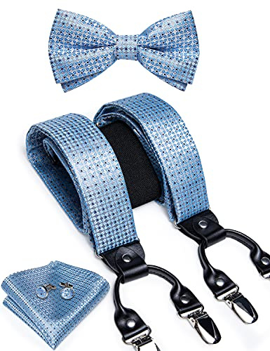 Bretelles élastiques classiques unies à pois pour homme, en forme de Y avec 6 boutons