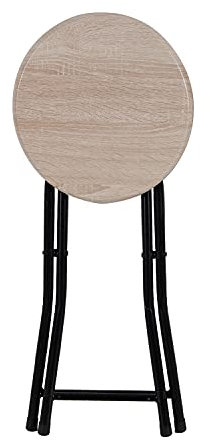 INDA-Exclusiv Küchen Klapphocker Hocker Sitzhocker Sitzfläche aus Holz und Rahmen aus Metall klappbar H47cm Ø30cm rutschfest Klappsitz