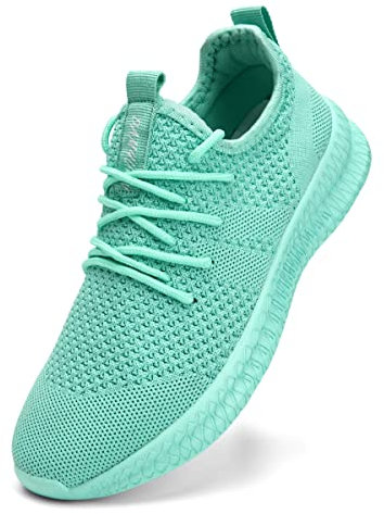 Tvtaop Damen Sneaker Laufschuhe Turnschuhe Straßenlaufschuhe rutschfest Leichtgewichts Atmungsaktiv Walkingschuhe Outdoor Tennisschuhe Sportschuhe Freizeitschuhe,Grün 38 EU