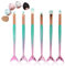 Lot de 6 pinceaux de maquillage sirène 3D pour fard à paupières, eyeliner, blush, bleu ciel et rose