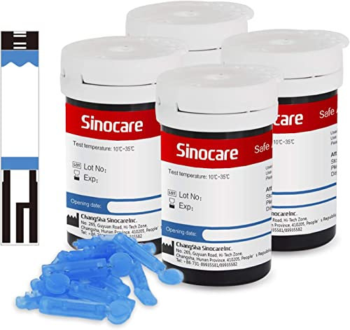 Blutzuckerteststreifen, Teststreifen Blutzucker 100pcs, sinocare Zuckerteststreifen nur für Safe AQ Smart und Voice Blutzuckermessgerät (Safe AQ 100pcs Teststreifen)