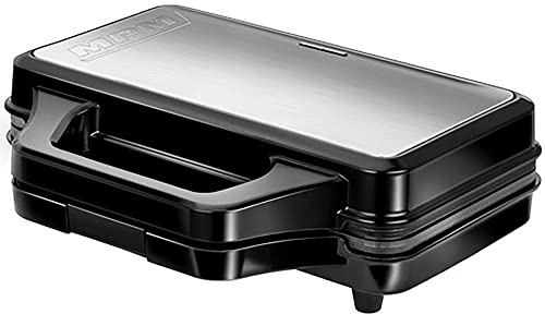 MPM MOP-45M Sandwichera Eléctrica para 4 Sandwiches Triangulares, Placas Antiadherentes, Temperatura Automática, Compacta, Acabado Acero Inoxidable, 900W
