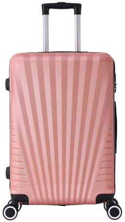 Valise Grande Taille Rigide 75cm – Soute Avion – Bagage XL léger ABS – 4 Roues pivotantes 360° – Fermeture zippée – Poignée télescopique – Rose Gold – Collection Elegance - TROLLEY ADC