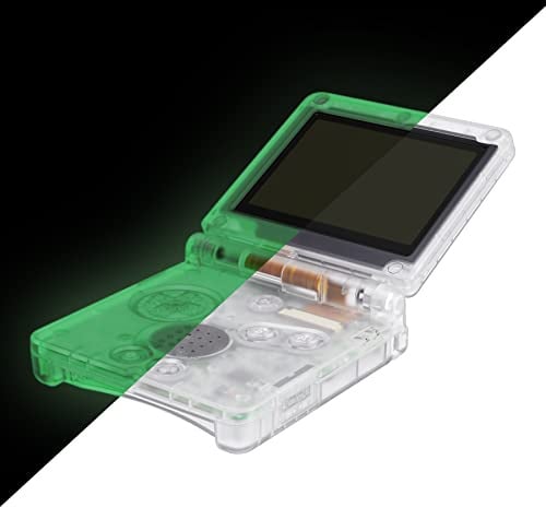 eXtremeRate Full Gehäuse für Nintendo Gameboy Advance SP,IPS Ready Upgraded Hülle & Taste, Ersatz Case Cover Shell Buttons für gba SP Konsole IPS&Standard LCD(KEIN Konsole&Platine)-Glow in Dark Grün