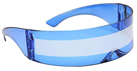 Perfeclan Visier Sonnenbrille, Futuristische Verspiegelte Brille, Brille für Damen Und Herren, Party Accessoires, Blau