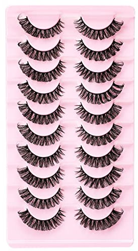 WLLHYF 10 Paar Wimpern Falsche Wimpern Wiederverwendbar Makeup Weich und Komfortabel Natürliche Wimpern Flauschig Wispy Kurze Natürliche Falsche Augenwimpern für Frauen Mädchen (DD4)