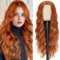 PORSMEER Damen Perücke Ingwer Lang Lockige Kupfer Rot Perücken für Frauen, Natürlich Mittelscheitel Lange Locken Orange Rot Wig, Anime Cosplay Halloween Wigs 28 Zoll