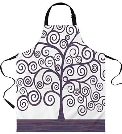 DJNGN Schürzen für Männer und Frauen, Chefkoch mit Taschen, Baum des Lebens von Klimt, lustige Koch- und Arbeitsschürzen für die Küche, Party, Grillen