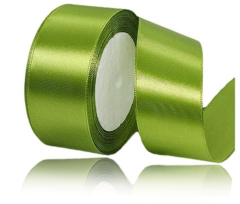 Nastri Verde Oliva 40mm, 23 metri Nastro di Raso Verde Oliva per l'imballaggio di regali, Artigianato fai da te, Bows Making, Mazzi di fiori, Palloncini, Festa nuziale e Decorazioni per torte