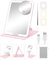 Gospire Travel Makeup Mirror with Lights and Magnification 10X, Portable Make Up Compact Tabletop Mirror with Adjustable Stand, 3 Colored Lights Rechargeable Lighted LED Vanity Mirror - Pink