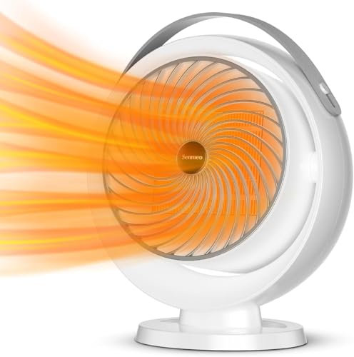 Senmeo Calefactor Bajo Consumo, 650W/1000W Calefactor Electrico, 30dB Calefactor Electrico con Protección Contra Sobrecalentamiento y Vuelco, Calefactor Subida Bajada Manual de 30º