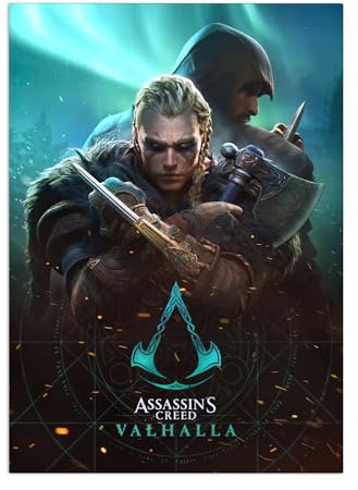 Displate Offiziell Assassin's Creed MetallPoster Magnetische Befestigung Inklusive Lizenziert Bilder Hochwertiges PosterAssassin's Creed Valhalla Key Arts - Valhalla Characters 45 cm x 32 cm