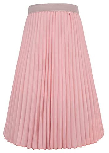 Happy Cherry - Jupe longue plissée taille haute élastique pour fille - Jupe trapèze d'été décontractée - Couleur unie - Classique - Avec doublure - Pour enfants de 4 à 16 ans