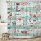 ASDCXZ Maritim Duschvorhang 90x180 cm, Retro Meeresorganismen Hippocampus Anker Fisch Waschbar Duschvorhänge Polyester Stoff Wasserdicht Anti Schimmel Duschvorhang für Badewanne mit 6 Haken