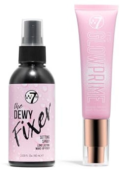 W7 Set The Fixer Glow - Duo spray fixant + apprêt - Effet brillant et lumineux