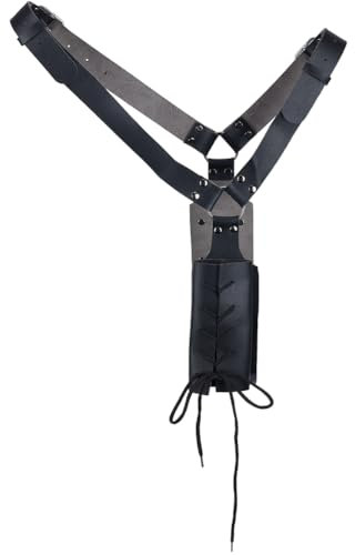 GORGECRAFT Médiéval Renaissance Épée Grenouille Réglable en Cuir Épaule Dos Gaine Support Bandoulière Ceinture Sangle Rétro Épée Holster LARP Guerrier Costume pour Hommes Halloween Cosplay Noir