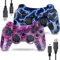 AUFGLO Retro Gaming Controller für P-S3, Wireless Move/Motion Controller Gamepad mit verbessertem Joystick Kompatibel mit P-S3 (Blauer Blitz und roter Sternenhimmel)