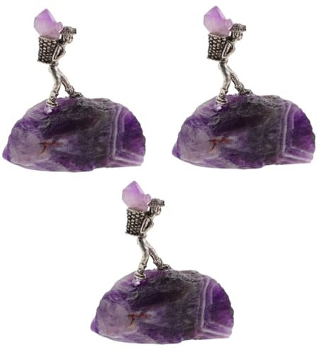 minkissy 3 Stücke Zarte Meditation Steine ​​unregelmäßigen Stein Ornament Kristall Stein Desktop Ornament