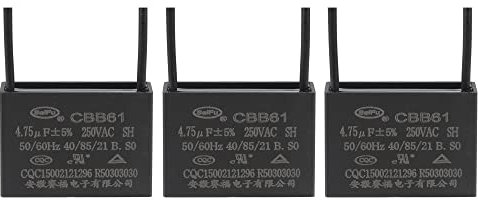 3 Stück Deckenventilator-Kondensator CBB61, metallisierter Polypropylen-Folienkondensator, ideal for Ventilatoren, Pumpen, Motoren, laufend