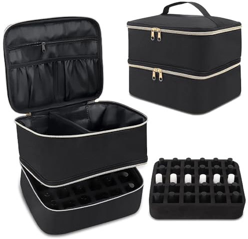 LIMITADA Doppellagige Makeup Tasche, Nagellack Organizer, Aufbewahrung Kosmetikoffer für Nagellack