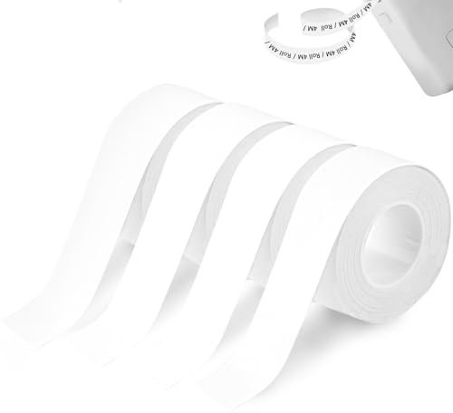 Geeignet für Etikettendrucker, 4 Rollen Selbstklebende Etikettenband Wasserdicht, Drucken Sie Barcode,Name,Datum,Preis usw für Haus, Büro, Schule - 15mmx4m