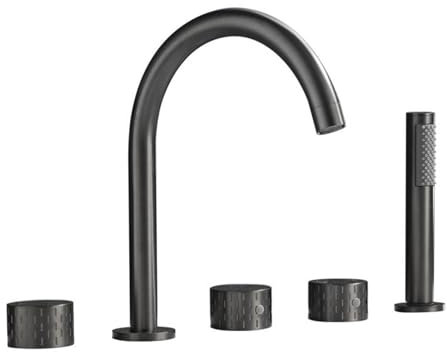 BiaoTeng Robinet Baignoire 5 Trous Mitigeur Baignoire Connexion G1/2 Laiton Chaud et Froid Rotation 360° Bord de Baignoire Mitigeur Baignoire 5 Trous Gris