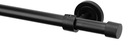 Ventanara® Gardinenstange schwarz matt 19mm 1-läufig mit Endstücken und Halterungen für Wand- und Deckenmontage (Standard, 120 cm / 1-läufig/Wand + Decke)