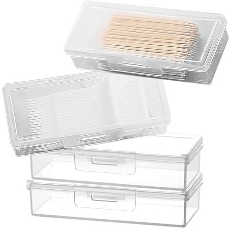 lomdung 4 Pezzi Contenitore Cotton Fioc, Porta Cotton Fioc da Viaggio, Scatola Organizer per Forcine per Capelli, per Conservare Tamponi di Cotone Batuffoli di Cotone Filo Interdentale