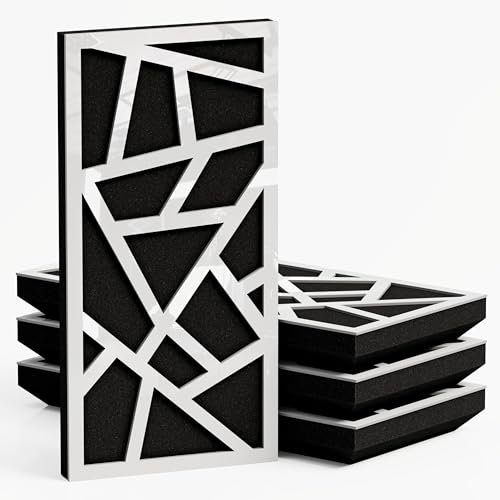 4er-Pack – Schmaler schallabsorbierender Akustik-Diffusionspanel | 50x25cm | Diffusion – Reflexion – Schalldämmung | Modell – Dicke – Farbe: [SKYROSS - 53mm | Weiß glänzender Kunststoff]